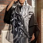 شال یکرو عشق نجیب سفید مشکی-مهدی طاقه چیان